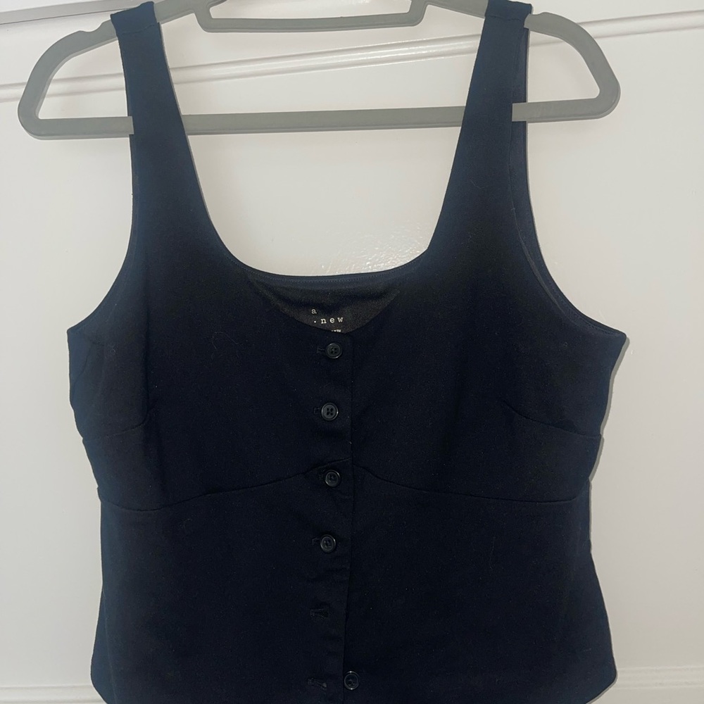 a new day Black Button-Front Tank Top